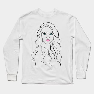 Woman line art fashionable face Long Sleeve T-Shirt